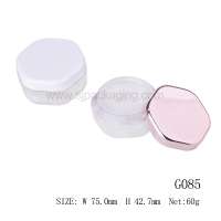 New arrival empty hexagon plastic loose cosmetic packaging Jar with sifter press powder compact case for make-up