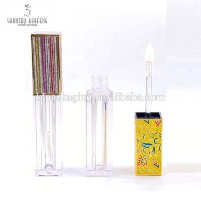 Luxury Square PETG empty  glitter lip gloss tube