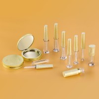 Luxury golden bling glitter lip gloss tube container packaging polygon